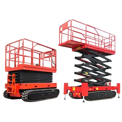 Plataforma elevadora de tijera sobre orugas estabilizadoras